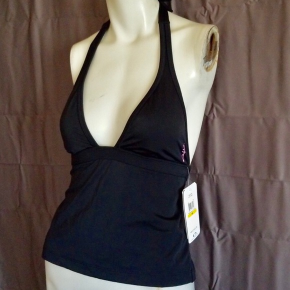 NWT Oakley Cove black halter tankini top -sz M - Picture 4 of 11